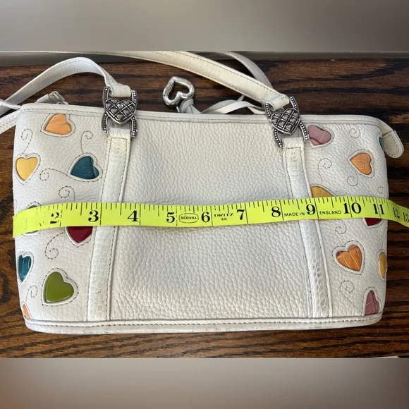 Brighton Fresca White Multicolor Colorful Hearts Leather Shoulder Bag Purse - Picture 16 of 16